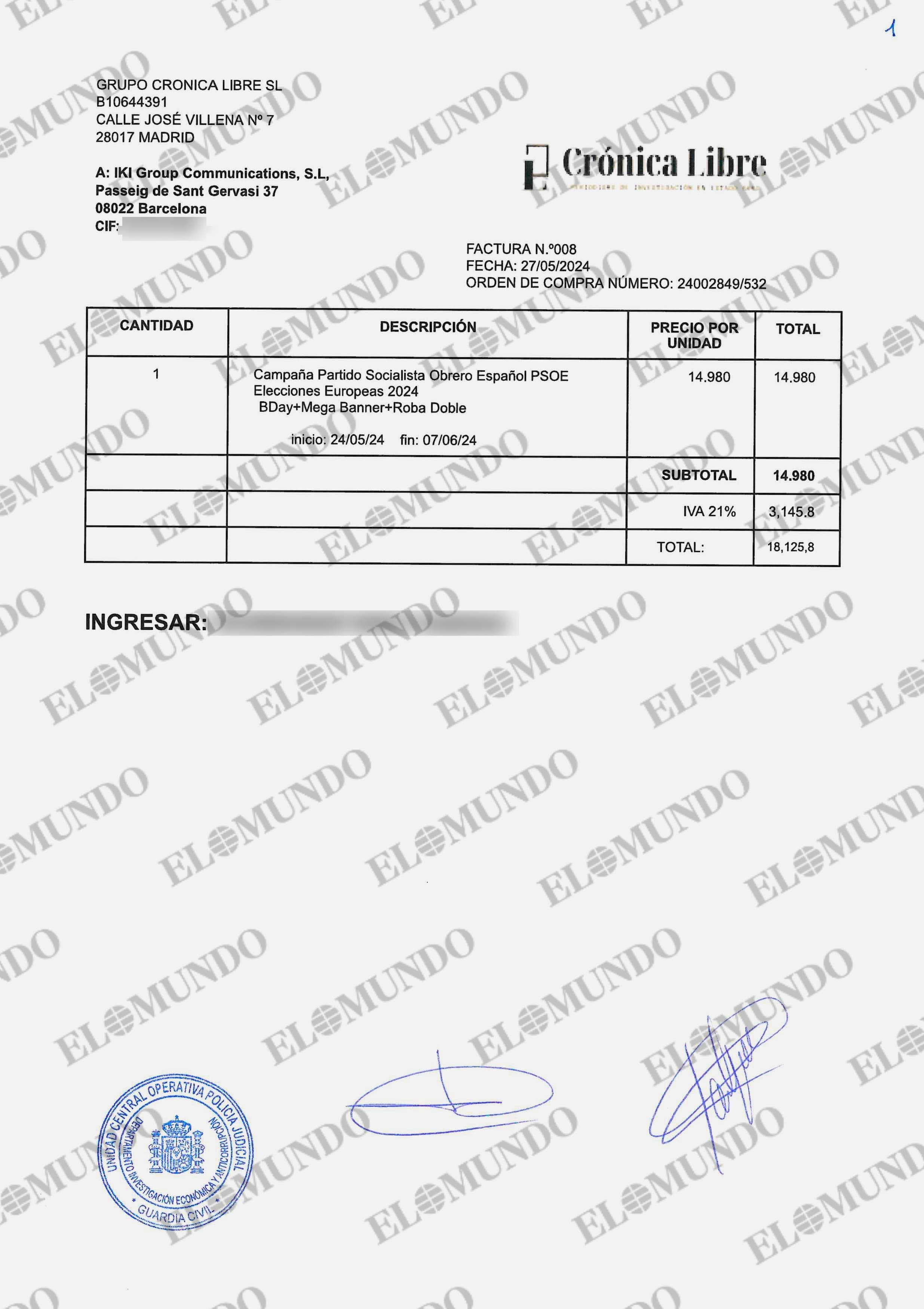 Registros Financieros del PSOE Bajo el Concepto 'Elecciones Europeas 2024' y Reunión Involucrando a José Grinda